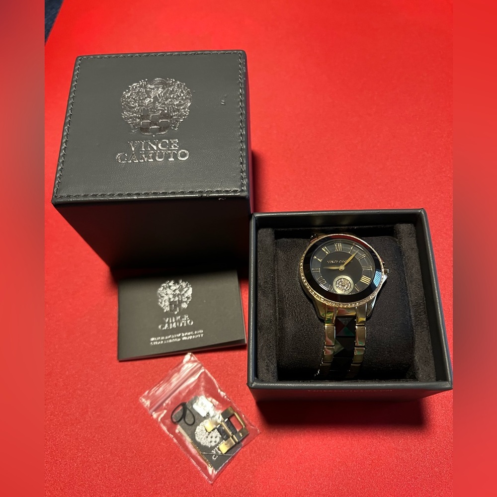 Vince Camuto Black and Gold Timepiece